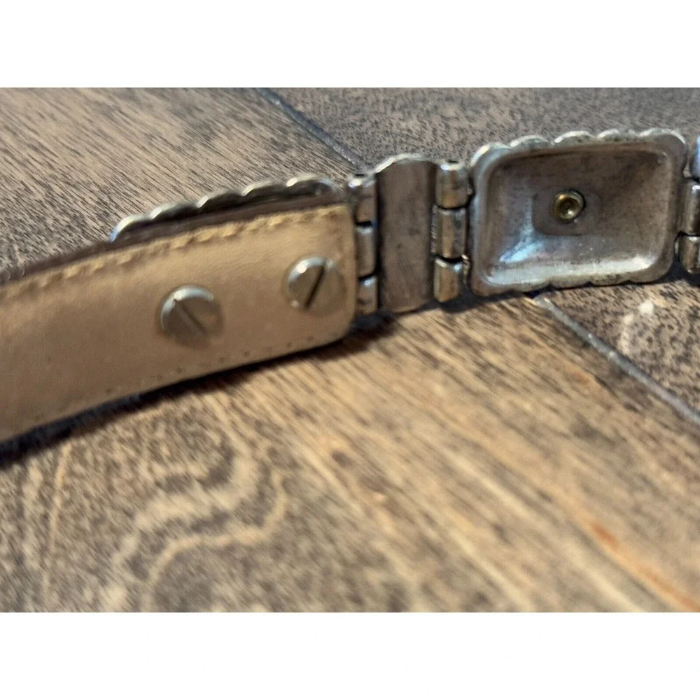 Brighton Women Brown Belt Size S 44209 Leather Silver & Brass Toned‎ Accents